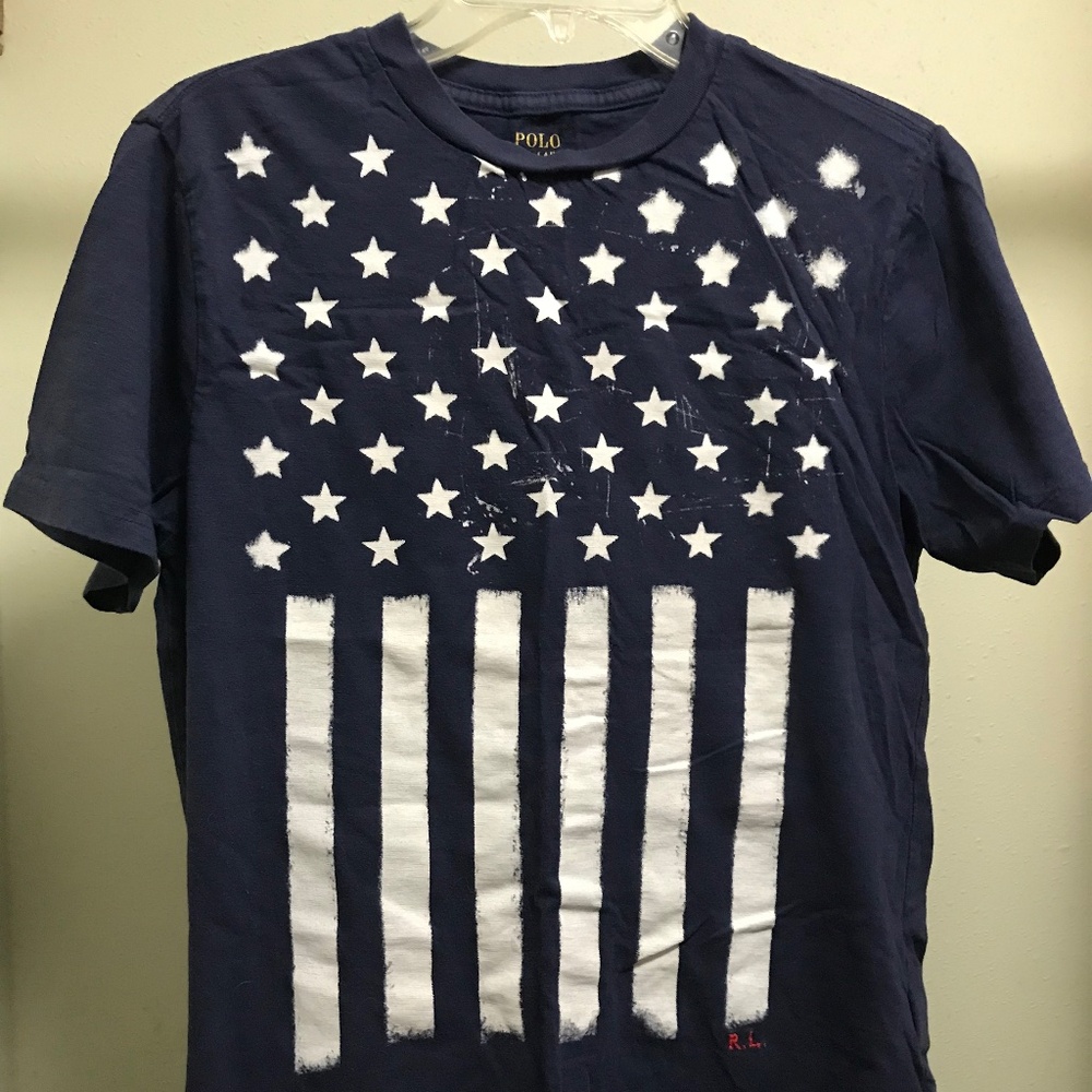 Polo Ralph Lauren Kids Graphic Flag Tee Shirt Size Large